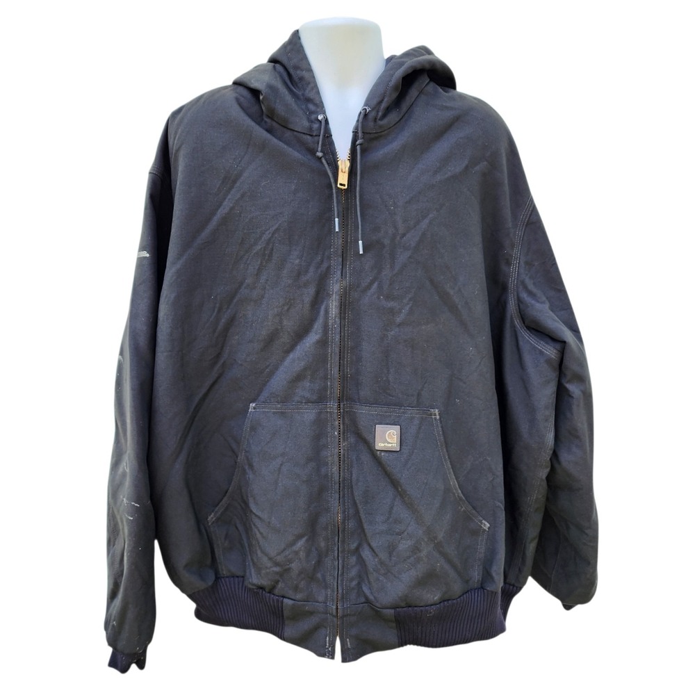 Carhartt J133 BLK Active Jacket Men's 2XL Tall Black Hooded Work Coat